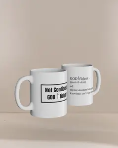 Not Confident, Godfident Christian Coffee Mug | Inspirational Godfidence Cup with Definition | Faith-Based Gift for Women & Men | Motivational Morning Reminder