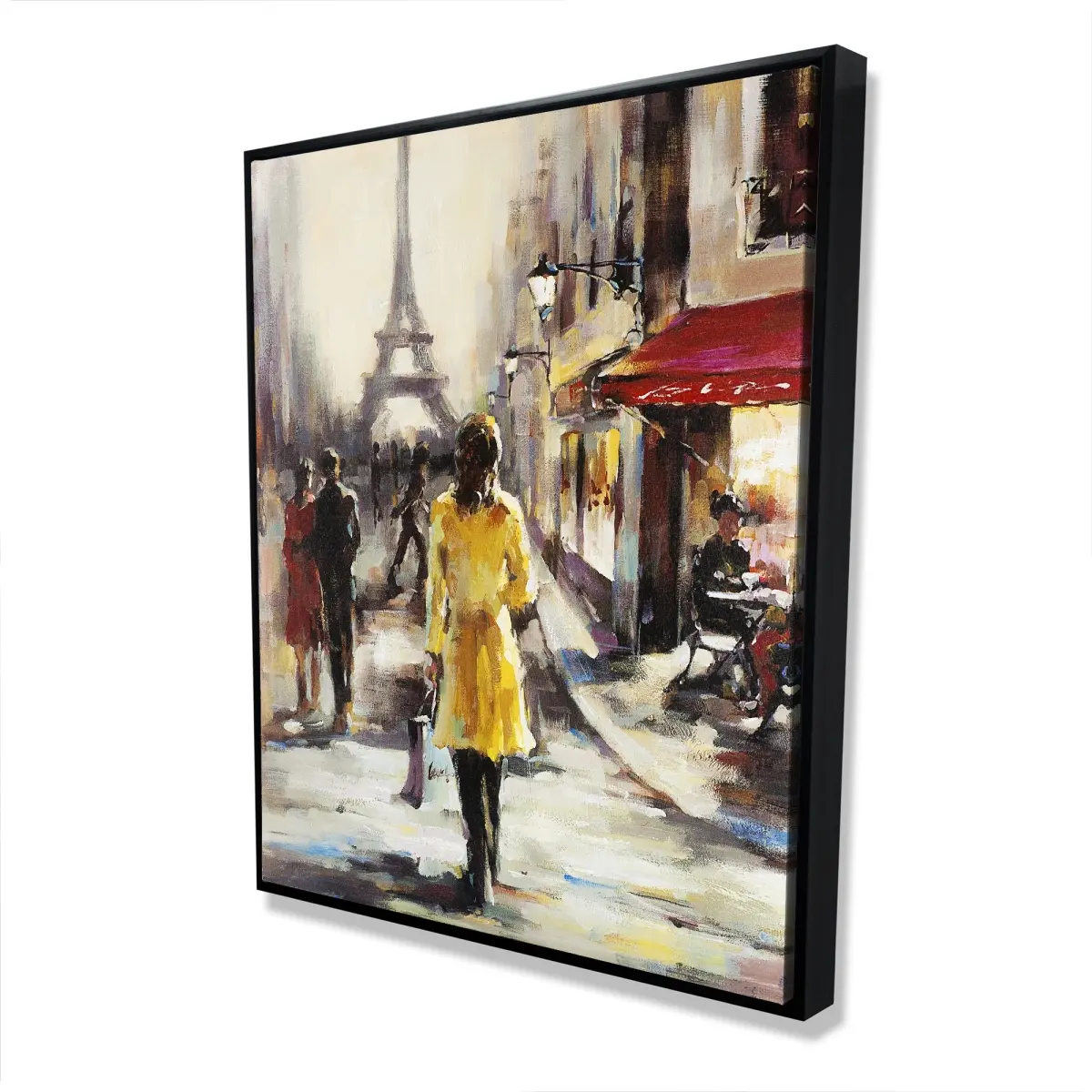 360 Stand Yellow Woman Walking Wall Artwork - 48x60 in. Artistic Print with Vivid Colors, Modern Art Design Decoration for Room, Urban City Life Home Decor, Art-Inspired Wall Arts