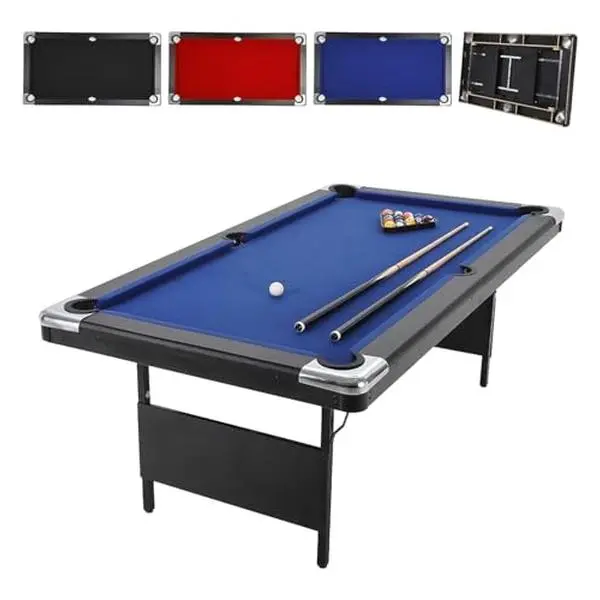 7 Foot Foldable Pool Table Portable Billiards Table No Assembly, Blue