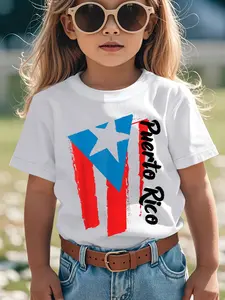 Individualistic round-neck short-sleeved shirts for Boy and girl 🔥   Puerto Rico Flag Hispanic Heritage Month Boricua Rican Retro Novelty Aesthetic Graphic Kid T-Shirt Fashion Kid T Shirts Trendy Cool Tops Tees for Kid