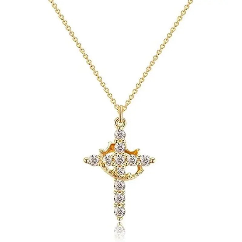 Crown & Cross Pendant Choker Necklace for Women & Men For Daily Party Clothing Decor Trendy All-match & Exquisite Jewelry for Christmas Gift Fall Outfits woman birthday