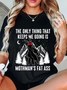 100% Cotton Funny Mothman Vintage Cryptid Funny Mothman Meme T-Shirt