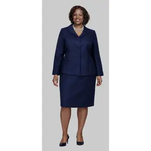 Navy Blue Classic Skirt Suit Set for Women