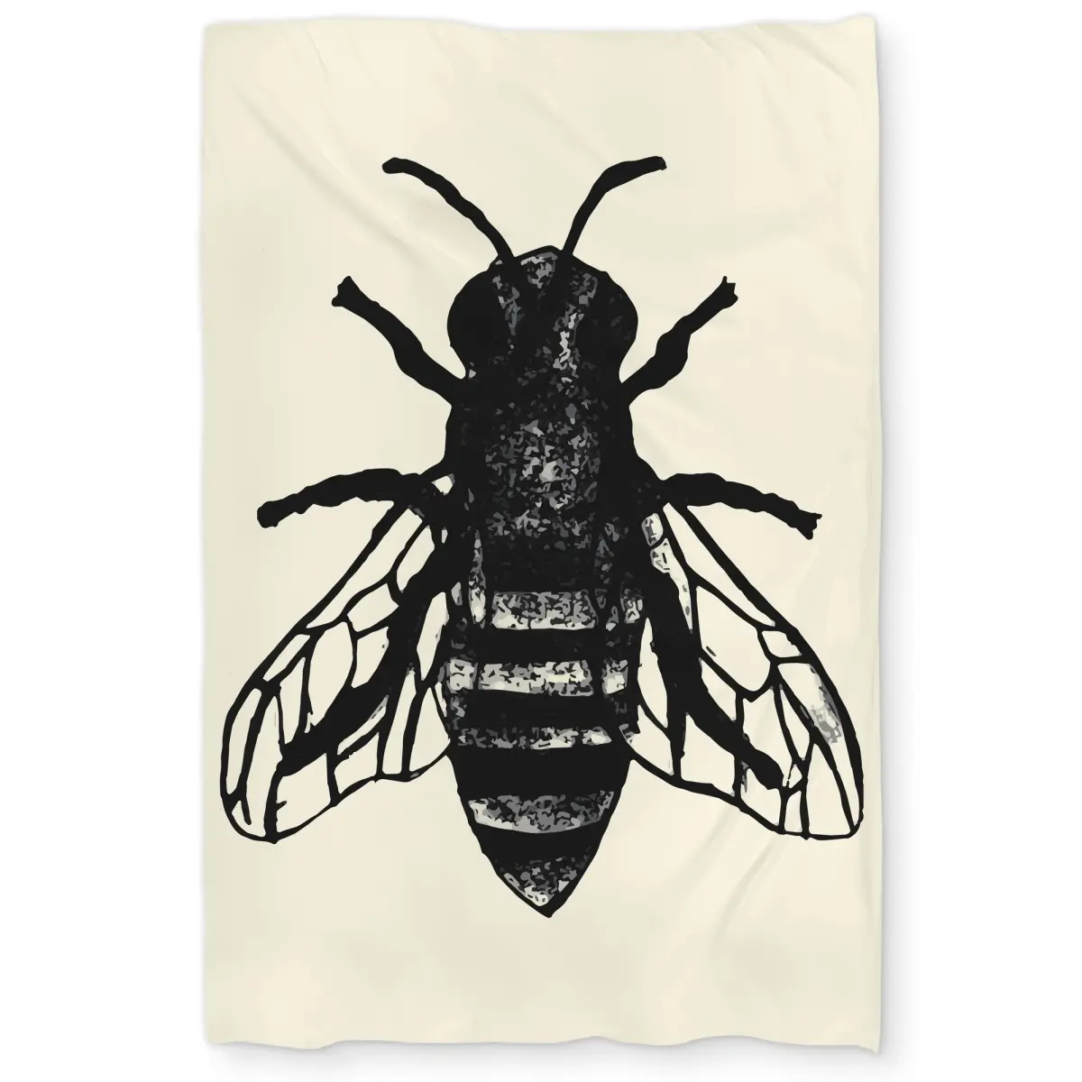 Bee-Printed Beige Twin Extra Long Duvet Cover with 360-Degree Stand - Breathable Microfiber, Industrial Rustic Look, Animals Print Face, Stylish Decorative Bed Duvet Covers & Home Decor Accent