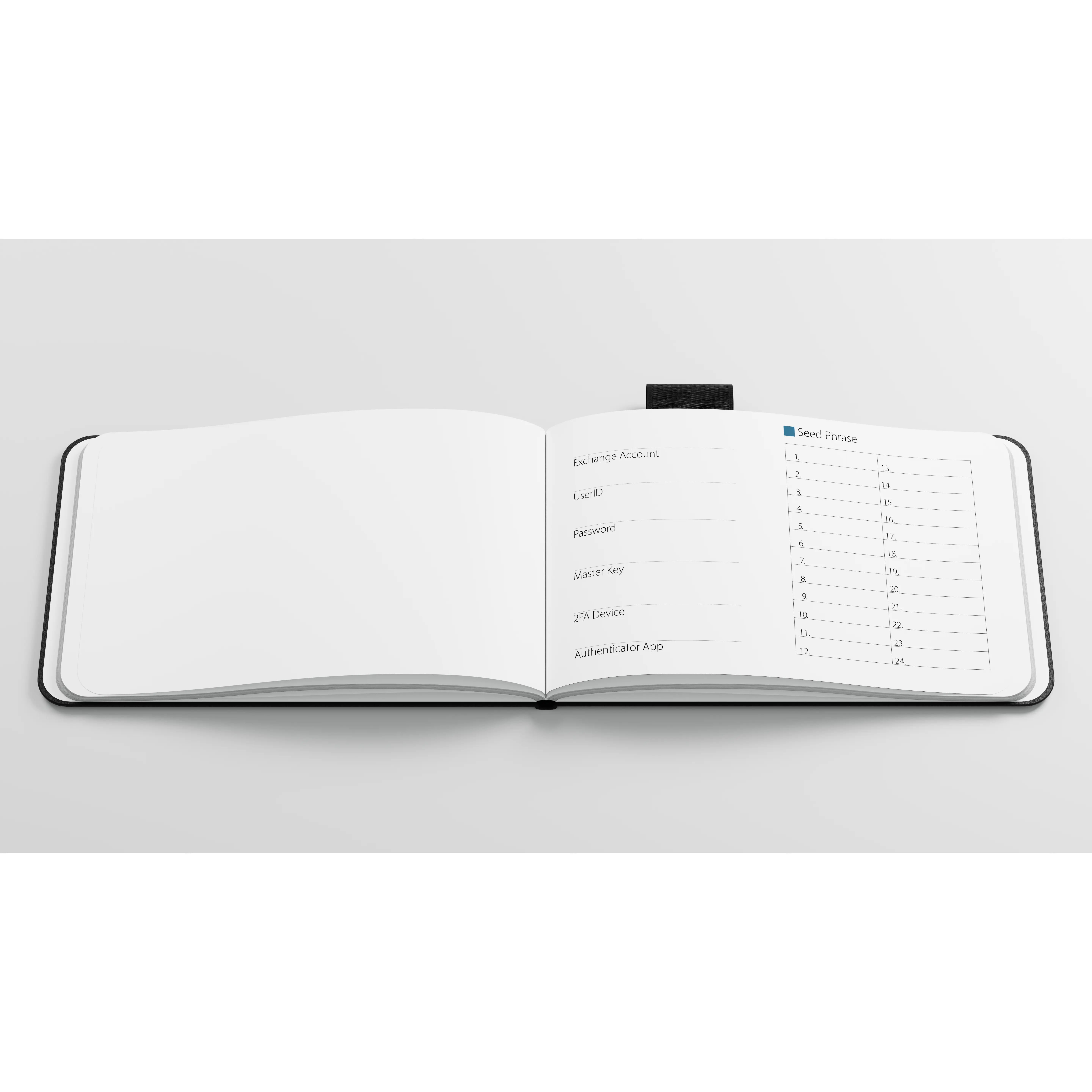 Crypto Record Notebook with Seed Phrase Backup