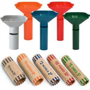 30 Assorted Preformed Coin Wrappers & 5 Coin Sorters Tubes, Color-Coded,Easy to Load