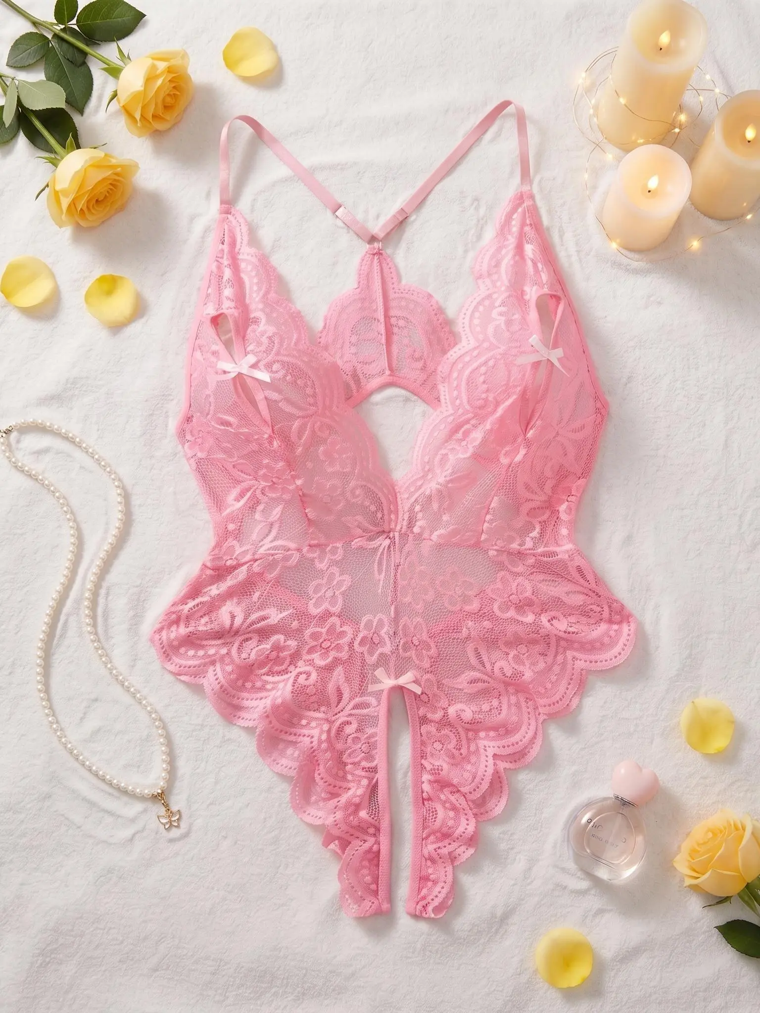 AESKEIA Women's Teddy Bodysuit, Elegant Floral Lace Lingerie, Romantic Style Intimates, Valentine's Love Gift, Plus Size, Bodysuit For Women, Romantic Gifts For Girlfriend, Valentines Day
