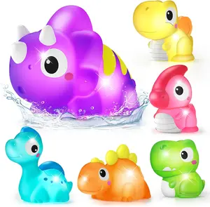 6 Packs Dinosaurs Light Up Bath Toys for Kids Ages 1-3, Water-Activated Toys Flash & Change Color, Bathtub Toys for Toddlers 2-4, Pool Floating Toys for 1 2 Year Old Boy Girl Gifts