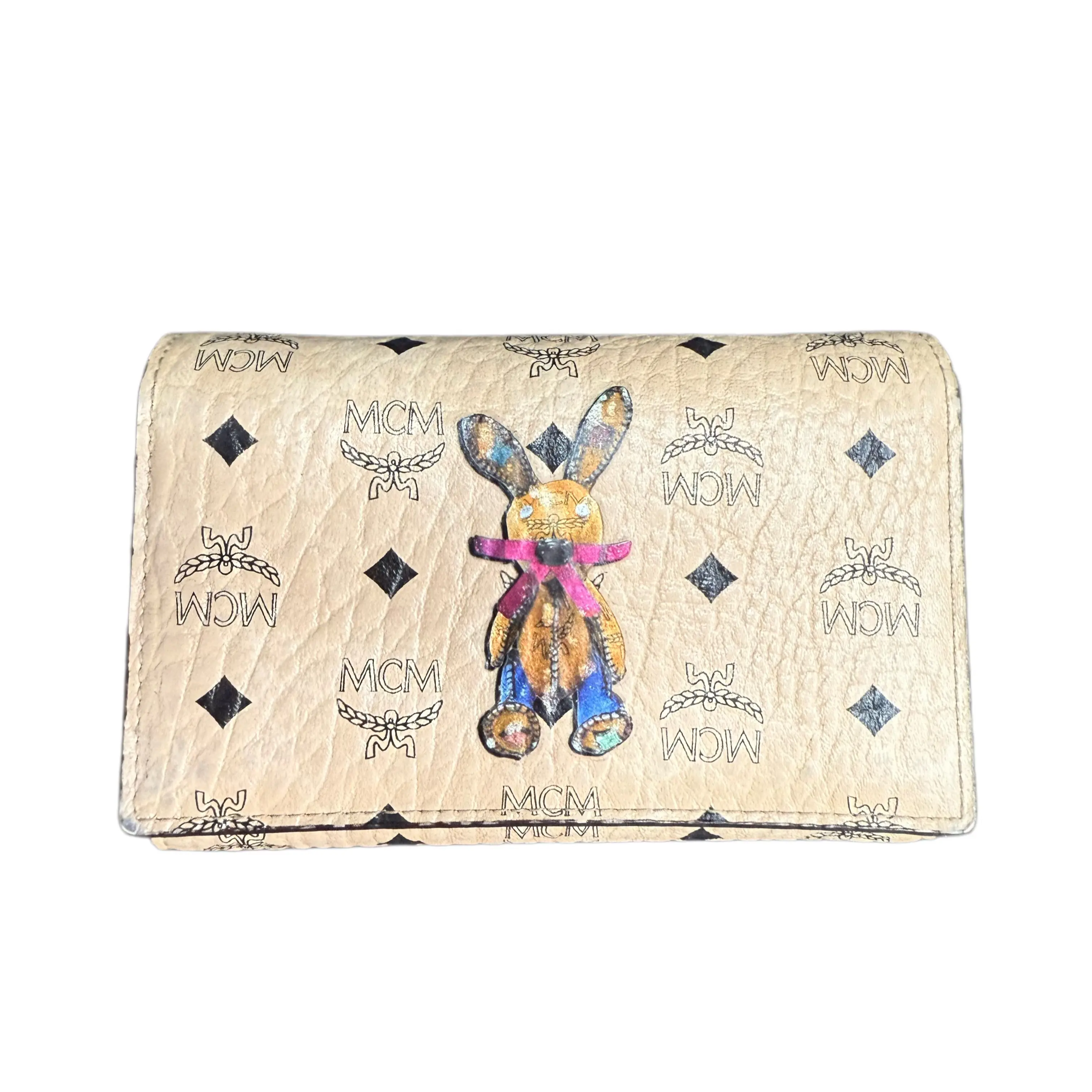Pre-owned MCM . Small Leather Goods Visetos Rabbit Motif Medium Flap Wallet