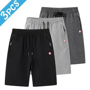 3-pack men’s casual athletic shorts featuring breathable fabric and zipper design, perfect for summer beach trips, day outings, and everyday outdoor activities run sport solid color work short loose fit lightweight men zipper pocket short college