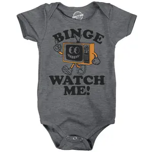 Binge Watch Me Baby Bodysuit Funny Sarcastic TV Graphic Novelty Jumper for Infants Funny Baby Onesies Funny Movie Onesie Novelty Onesie Dark Grey