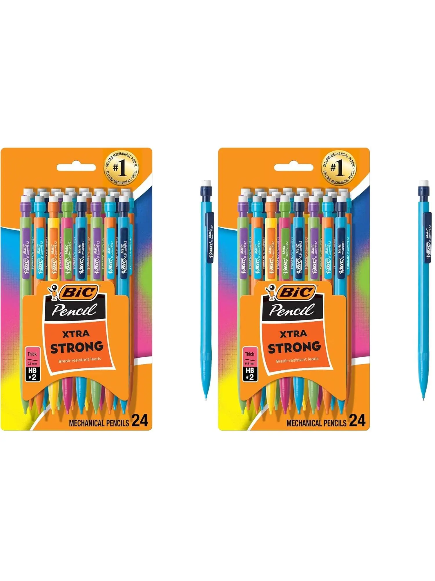 BIC Xtra Strong Mechanical Pencils with Erasers, Thick Point (0.9mm), 24-Count, Mechanical Pencils for School or Office Supplies