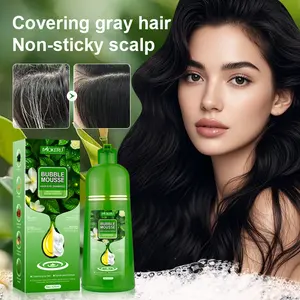 Plant-Based Gardenia Hair Mousse Dye, One-Wash Natural Black Hair Color, Herbal Formula for Gray Coverage
