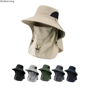 Men's Summer UV Protection Wide Brim Fishing Hat, Waterproof & Breathable Bucket Hat, Quick-Dry Outdoor Sunshade Cap Perfect for Hiking, Fishing, Camping and Beach Activities, Lightweight Fashion Sun Hat for Men