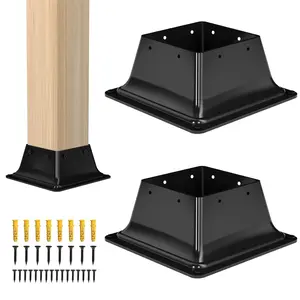 4x4  Base 2 count-Inner Size 3.5x3.5-Heavy Duty Metal  Brackets-Deck  Anchors-Solid Steel- Coated-  Holder for Porch Handrail Railing Pergola Fence Pavilion-Support Deck Base
