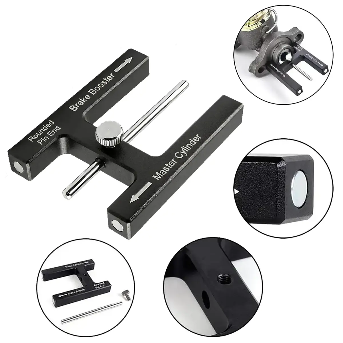 (2026 Upgraded) Brake Booster Adjustment Tool – N48 Magnetic CNC Aluminum Push Rod Gauge, Push Rod Adjustment Trim Tools for Master Cylinder & Brake Pedal Free Play