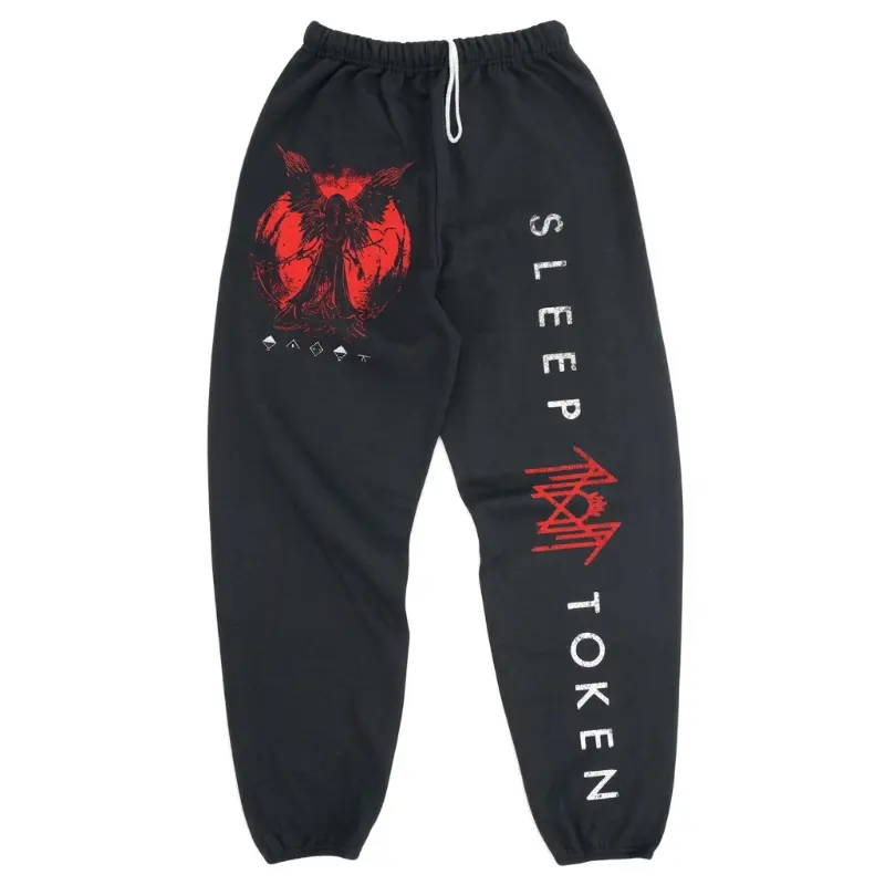 Rock Style Sleep Token Take Me Back To Eden Red Unisex Sweatpants for Running and Sports, Comfortable and Stylish Clothing, All Season Unisex Trouser