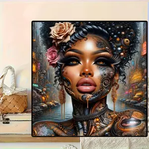 DIY 1pc 50x50cm Abstract African Woman Diamond Mosaic Diamond Painting For Home Decor Full Round Diamond Embroidery Cross Stitch Kits