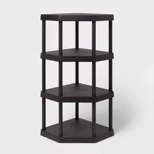 4 Tier Plastic Corner Shelf Unit Black - Brightroom 4 Tier Plastic Corner Shelf Unit Black - Brightroom