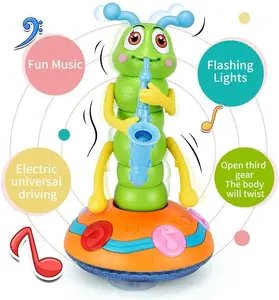 Electric Saxophone Caterpillar Toy. Dancing & Crawling Musical Toy with Flashing Lights. Interactive Educational Toy for Kids. Early Learning Gift.