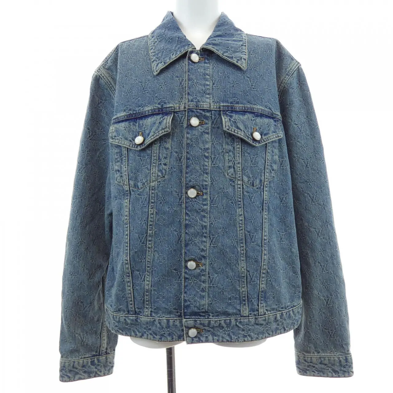 Pre-owned Louis Vuitton Denim Small Leather Goods Monogram Jacquard Jacket
