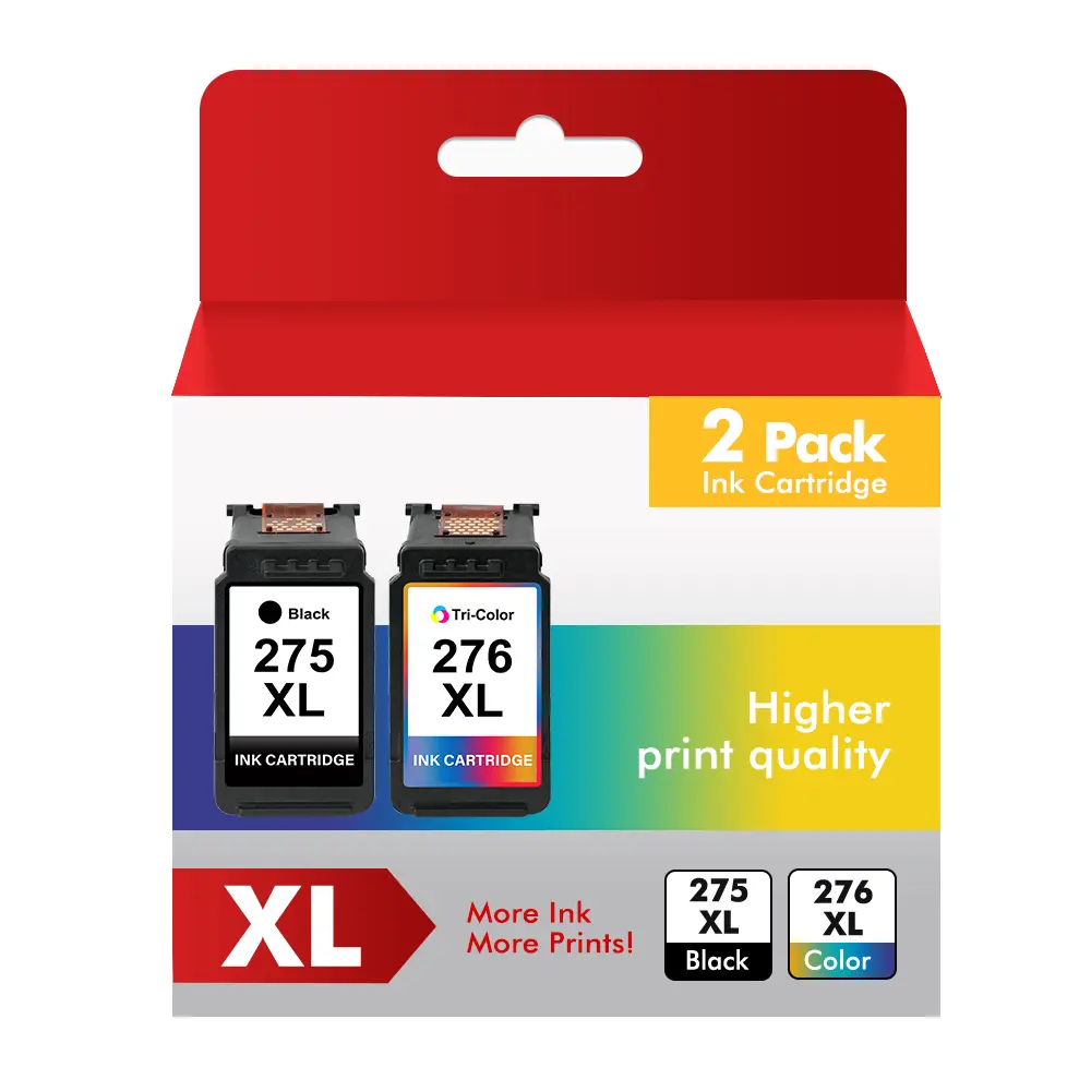 275XL/276XL Replacement Ink Cartridges Combo Pack (1x 275XL Black, 1x CL-276 Color) for Canon PIXMA TR4720 TS3522 TR4700 TS3722 S3720 TS3520 TS3500 Printers, Eco-Friendly Packaging, Bright Fade-Resistant Results, High Page Yield (300 Pages at 5% Coverage)