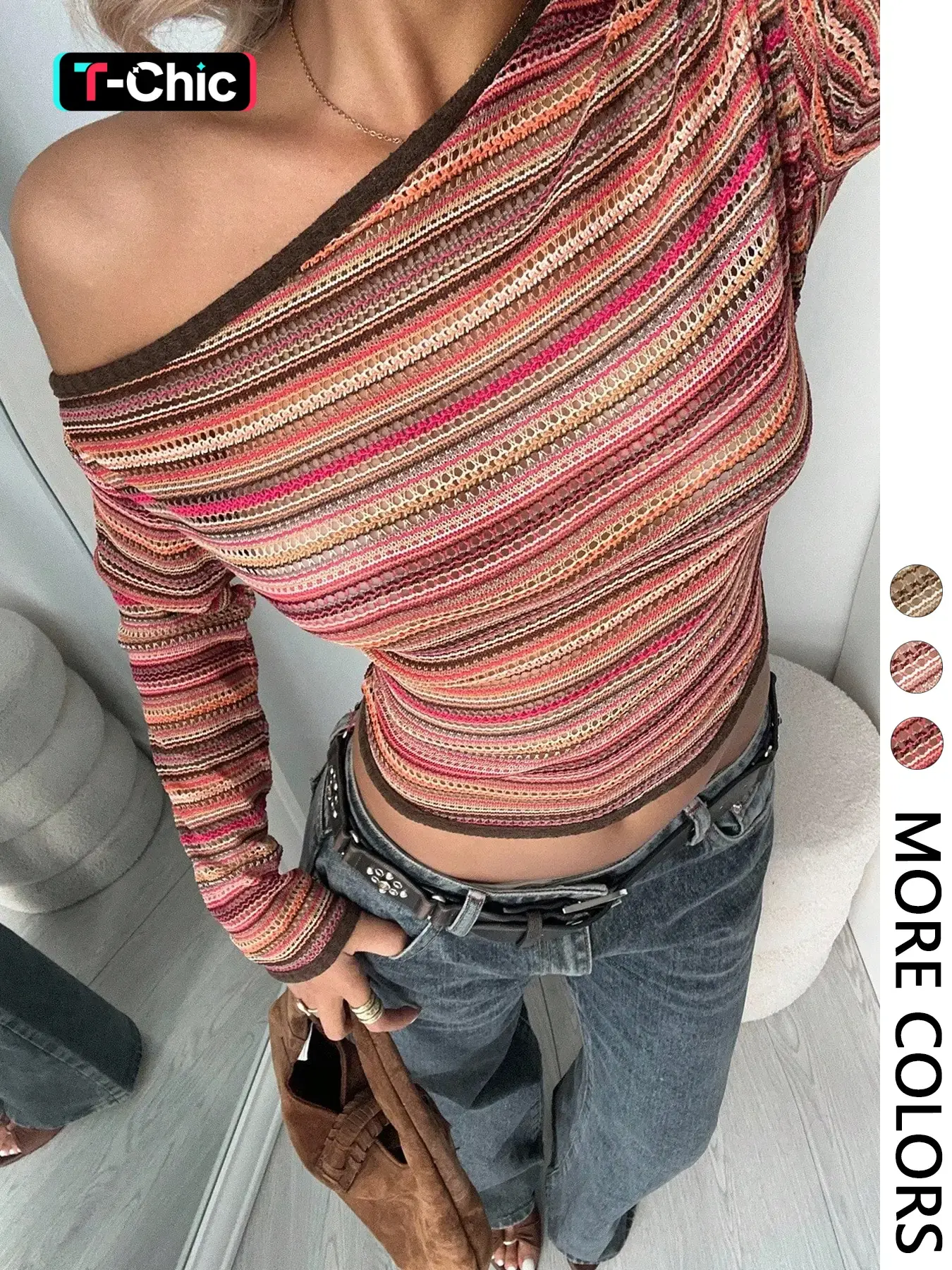Women's Casual Striped Knit Top, Ladies' Stylish Sweater for Daily Wear, Comfortable & Trendy Knitwear Outerwear for Women