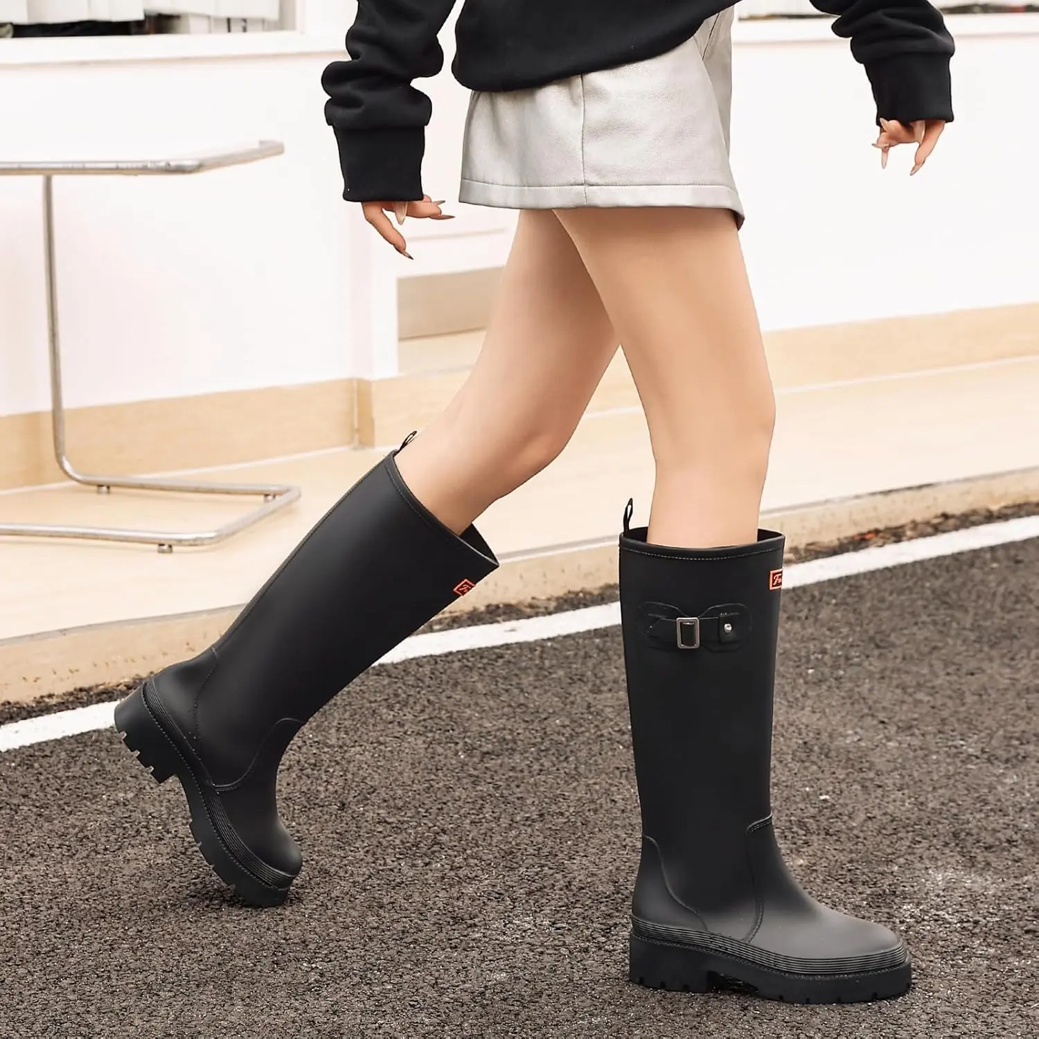 Women's Rain Boots Knee High Rubber Boots Waterproof Anti-Slip Tall wide calf Garden Boots Insulated Work Water Shoes Fishing Outdoor