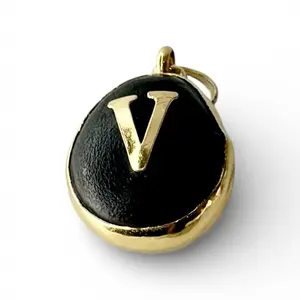 Ojo de Buey with V and B Initials Natural Handmade Jewelry Fashionable Charms Alphabet Pendant for Protection and Good Fortune