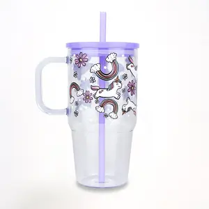 Kids Mini 20oz Acrylic Tumbler with Lid and Plastic Straw Reusable
