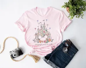 Floral Castle Shirt, Vintage D.ney.land Shirt, Happiest Place on Earth Shirt, D.ney.land Shirt,