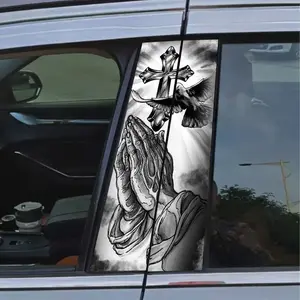 2 pieces Christian cross car sticker, car B-pillar waterproof trim covering scratches DIY door pillar sunscreen vinyl sticker, Decal For Cars