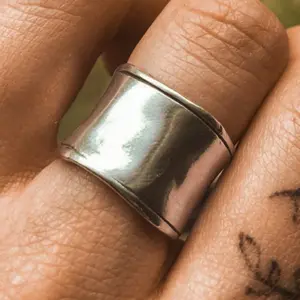 Boho Chunky Silver Tone Ring for Women – Vintage Statement Band, Bold Minimalist Jewelry