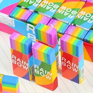6/12/24pcs Rainbow Erasers in Vibrant Colors, Cute and Portable Dust-Free Art Supplies, Stationery, Perfect Back to School Gifts for Students