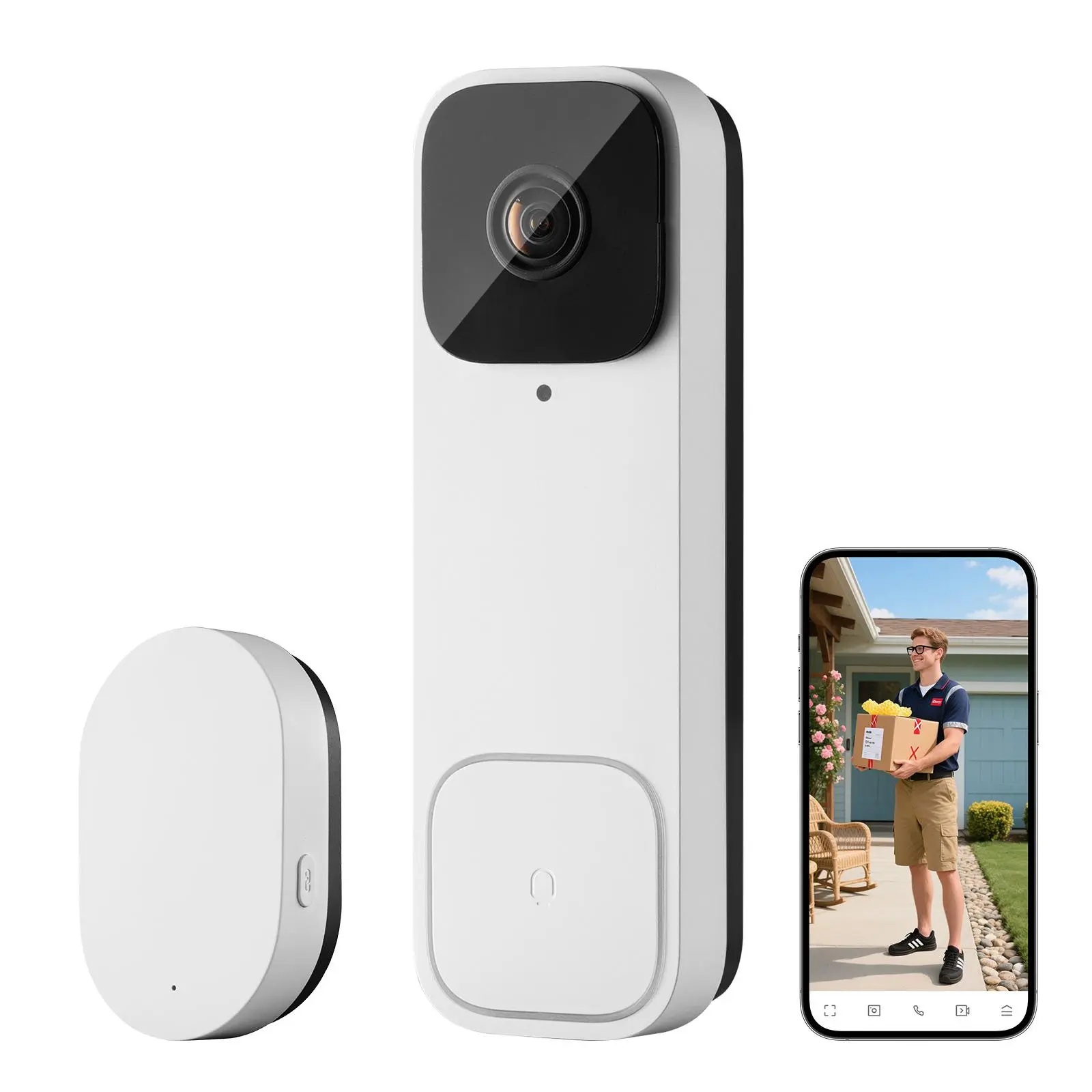 【toolupgrade】VEVOR 2K Wireless Video Doorbell Home Security System, 170° Ultra-Wide View, Night Vision, 2-Way Voice Chat, Human Motion Alert, Alexa & Google Compatible, 128GB Storage, Battery/Wired Power, 18+ Use Cases