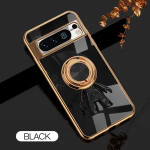 For Google Pixel 8 Pro 6D Astronaut Electroplated Ring Stand Phone Case HNTKR-0097