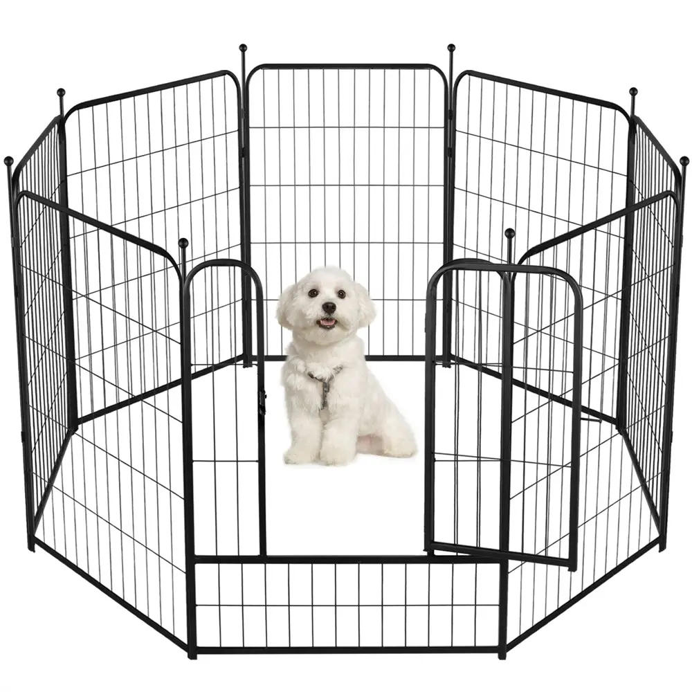 Metal Dog Playpen with 8/10/12 Panels, Indoor & Outdoor Pet Exercise Pen Fence for Small and Medium Dogs, Ideal for Yard, Garden, Camping, RV, Puppy Enclosure