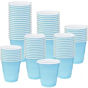 100 Pack 2 oz Plastic Shot Cups Disposable Shot Glasses Light Blue Shot Cups for Party Wedding Wine Beer Shooting Games Mini Shot Cups