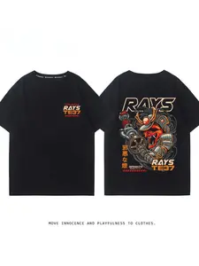 RA Wheel Rim TE37 Wheel Hub Modified Car Short Sleeve Men's and Women's Summer  Japanese Versatile T-Shirt Tide Ins