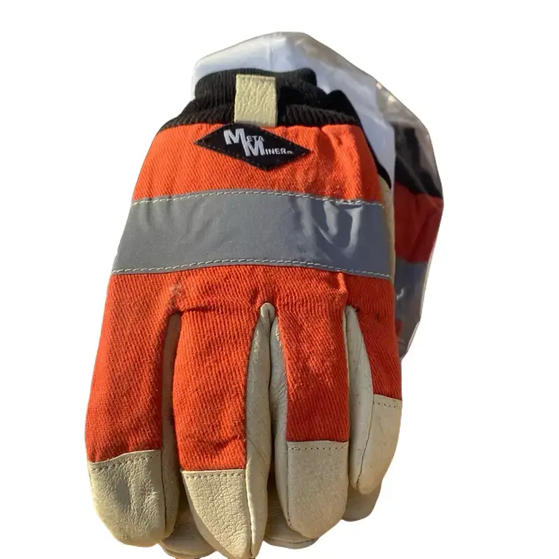 Meta Miner Coal Mining Gloves - Orange & Gray, Durable Design, Suitable for Mining, Ideal for Men's Clothes - Menswear