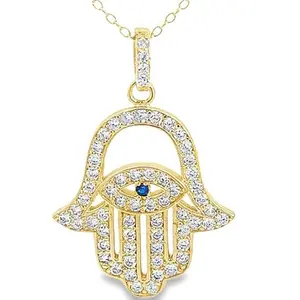My Daily Styles 925 Sterling Silver Hamsa CZ Pendant Necklace