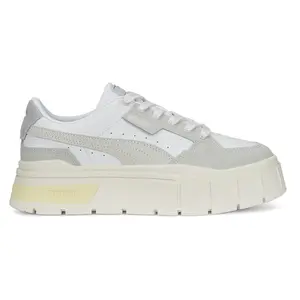 PUMA Womens Mayze Stack Luxe Platform Sneakers Shoes Casual - Grey, White