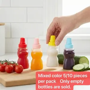Mini Bear-Shaped Condiment Containers, Blue Lids, Portable Sauce Bottles for Ketchup Salad Dressing Soy Sauce