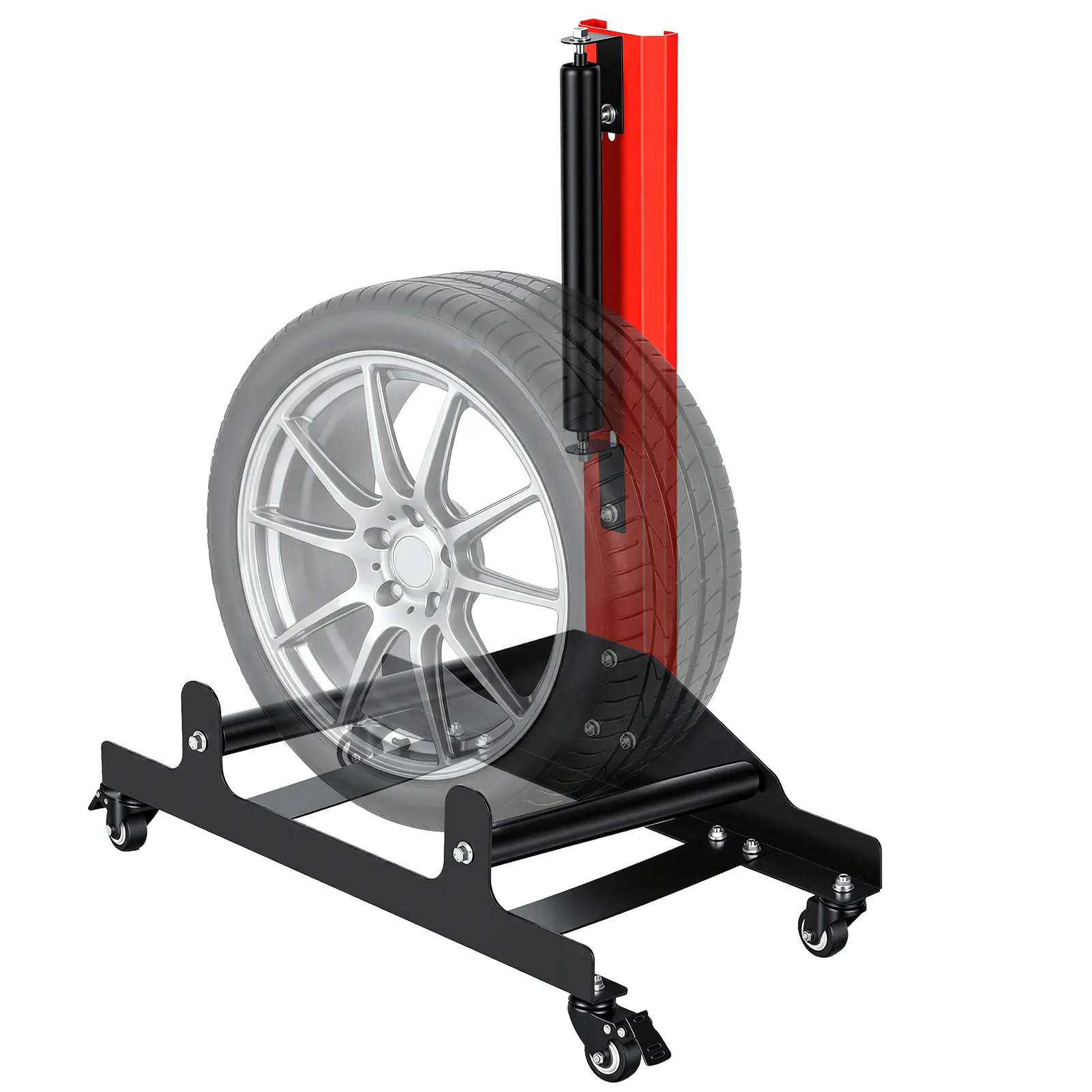 Rolling Wheel Detailing Stand with 4 Casters Heavy-Duty Tire Cleaning Stand 3-Way Rotating Rollers for Ceramic Coating Tire Shine