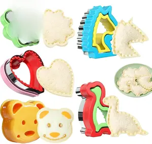 Sandwich Cutter and Sealer Set for Kids - 5PCS BIG Decruster Sandwich Maker with Unicorns Flowers Bear Heart Dinosaur Shapes - Safe Food-Grade Stainless Steel & PP Plastic - Perfect for Lunchboxes & Bento Boxes - Great Gift for Boys & Girls