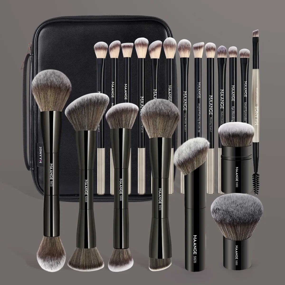 Maange 21-Piece Makeup Tool Set, 20 Professional Face Brush Kit with Brush Case, Foundation, Eyeshadow, Blush, Loose Powder, Complexion Brush, Face Makeup Brushes, Cosmetic Brush Set
