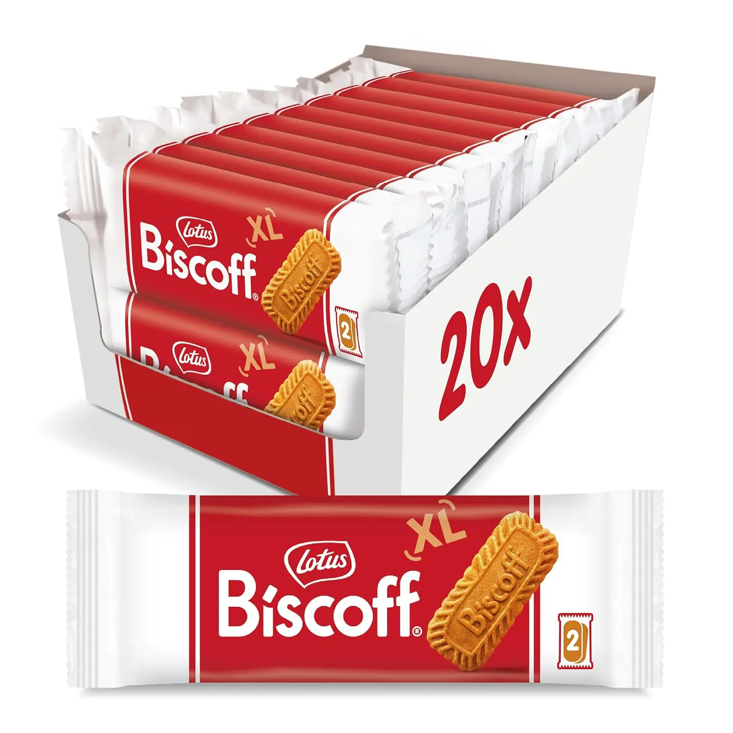 Cookies, Caramelized Biscuit Cookie Snack, Dispenser Box (20 sleeves of 2 extra large cookies) Vegan, 0.9 Ounce (Pack of 20)