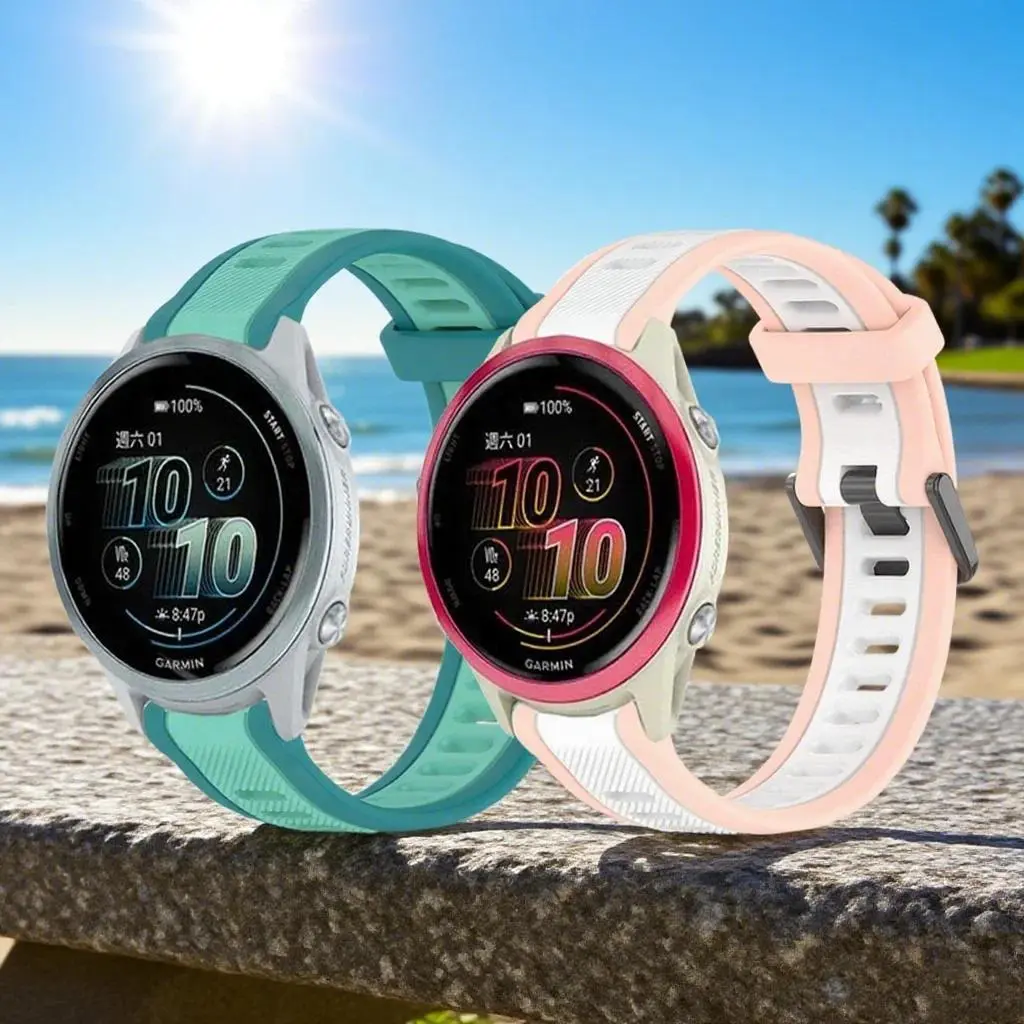 22mm 20mm 18mm Texture Silicone Strap For Garmin Forerunner 570 265 255 165 265S Vivoactive 6 5 3 4 4S/Venu 3S 3 2 Plus SQ Band