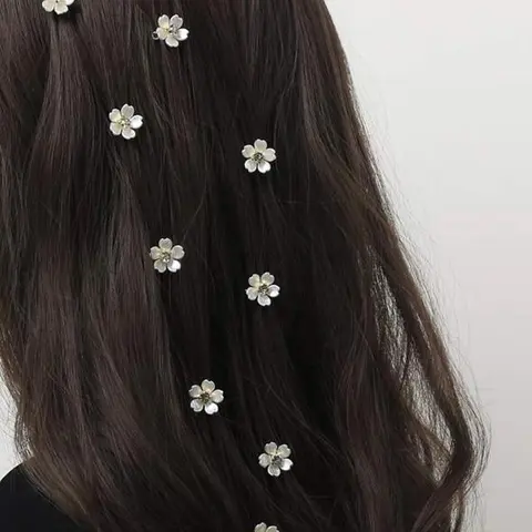 10pcs Rhinestone Flower Decor Metal Hair Clip, Cute Mini Floral Design Metal Hair Clip, Fashion Hair Accessories For Girls & Women
