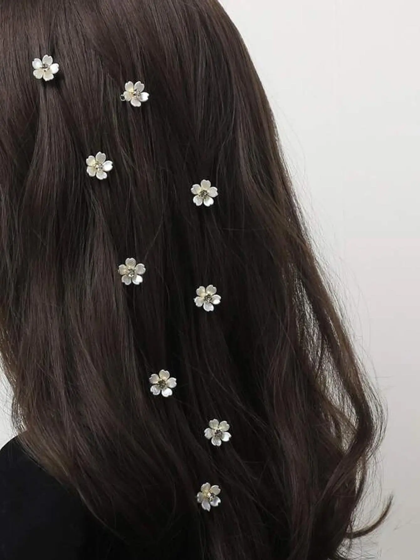 10pcs Rhinestone Flower Decor Metal Hair Clip, Cute Mini Floral Design Metal Hair Clip, Fashion Hair Accessories For Girls & Women